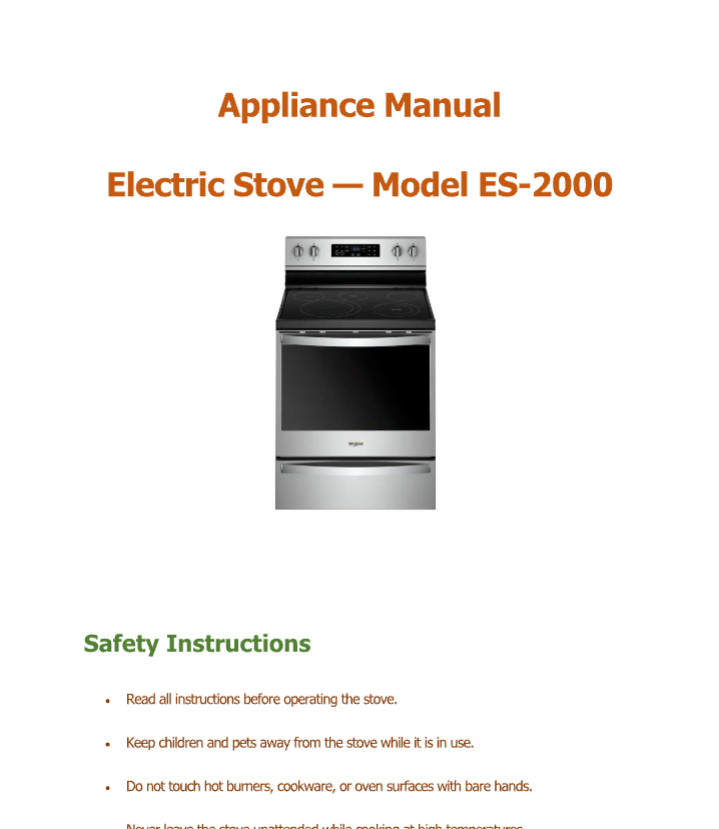 Willis Max Appliance Manual